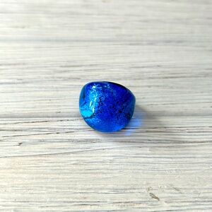 Vintage Royal Blue Glass Blown Bauble Cocktail Ring 6